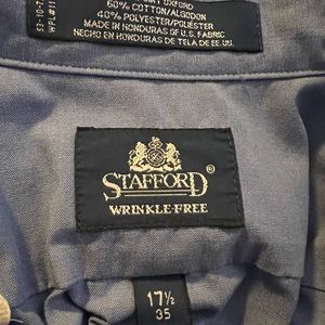 Stafford Wrinkle Free Blue Dress Shirt